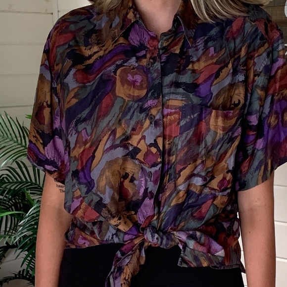 Vintage silk button up - Picture 1 of 5